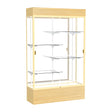 Reliant Lighted Light Oak Vinyl case, Mirror Back w/ Champagne aluminum frame finish, 80"H x 48"W x 16"D