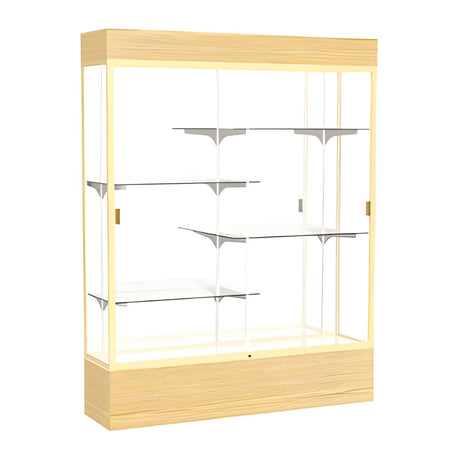 Reliant Lighted Light Oak Vinyl case, Mirror Back w/ Champagne aluminum frame finish, 80"H x 60"W x 16"D