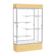 Reliant Lighted Light Oak Vinyl case, Mirror Back w/ Satin Natural aluminum frame finish, 80"H x 48"W x 16"D