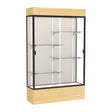 Reliant Lighted Light Oak Vinyl case, Plaque Fabric Back w/ Dark Bronze aluminum frame finish, 80"H x 48"W x 16"D