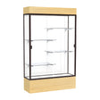 Reliant Lighted Light Oak Vinyl case, White Laminate Back w/ Dark Bronze aluminum frame finish, 80"H x 48"W x 16"D