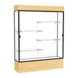 Reliant Lighted Light Oak Vinyl case, White Laminate Back w/ Dark Bronze aluminum frame finish, 80"H x 60"W x 16"D