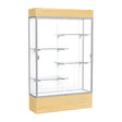 Reliant Lighted Light Oak Vinyl case, White Laminate Back w/ Satin Natural aluminum frame finish, 80"H x 48"W x 16"D