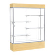 Reliant Lighted Light Oak Vinyl case, White Laminate Back w/ Satin Natural aluminum frame finish, 80"H x 60"W x 16"D