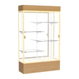 Reliant Lighted Natural Oak case, Mirror Back w/ Champagne aluminum frame finish, 80"H x 48"W x 16"D
