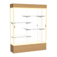 Reliant Lighted Natural Oak case, Mirror Back w/ Champagne aluminum frame finish, 80"H x 60"W x 16"D