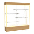 Reliant Lighted Natural Oak case, Mirror Back w/ Champagne aluminum frame finish, 80"H x 72"W x 16"D