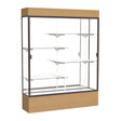 Reliant Lighted Natural Oak case, Mirror Back w/ Dark Bronze aluminum frame finish, 80"H x 60"W x 16"D