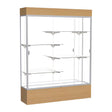 Reliant Lighted Natural Oak case, Mirror Back w/ Satin Natural aluminum frame finish, 80"H x 60"W x 16"D