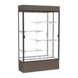 Reliant Lighted Walnut Vinyl case, Mirror Back w/ Dark Bronze aluminum frame finish, 80"H x 48"W x 16"D
