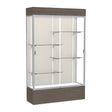 Reliant Lighted Walnut Vinyl case, Plaque Fabric Back w/ Satin Natural aluminum frame finish, 80"H x 48"W x 16"D