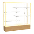 Reliant Natural Oak case, Mirror Back w/ Champagne aluminum frame finish, 72"H x 72"W x 16"D