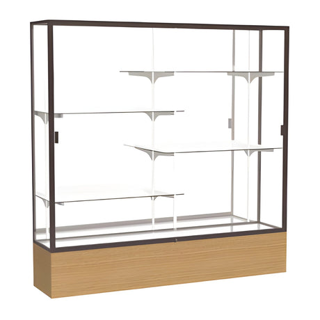 Reliant Natural Oak case, Mirror Back w/ Dark Bronze aluminum frame finish, 72"H x 72"W x 16"D