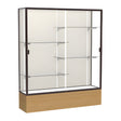 Reliant Natural Oak case, Plaque Fabric Back w/ Dark Bronze aluminum frame finish, 72"H x 60"W x 16"D