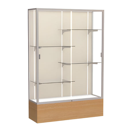 Reliant Natural Oak case, Plaque Fabric Back w/ Satin Natural aluminum frame finish, 72"H x 48"W x 16"D