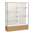 Reliant Natural Oak case, Plaque Fabric Back w/ Satin Natural aluminum frame finish, 72"H x 60"W x 16"D