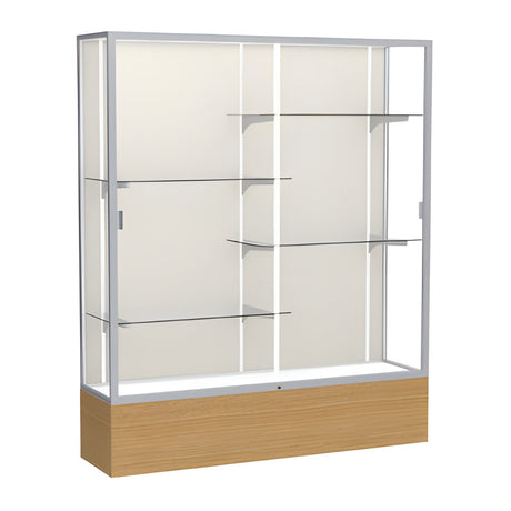 Reliant Natural Oak case, Plaque Fabric Back w/ Satin Natural aluminum frame finish, 72"H x 60"W x 16"D