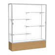 Reliant Natural Oak case, White Laminate Back w/ Satin Natural aluminum frame finish, 72"H x 60"W x 16"D