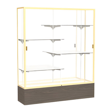 Reliant Walnut Vinyl case, Mirror Back w/ Champagne aluminum frame finish, 72"H x 60"W x 16"D
