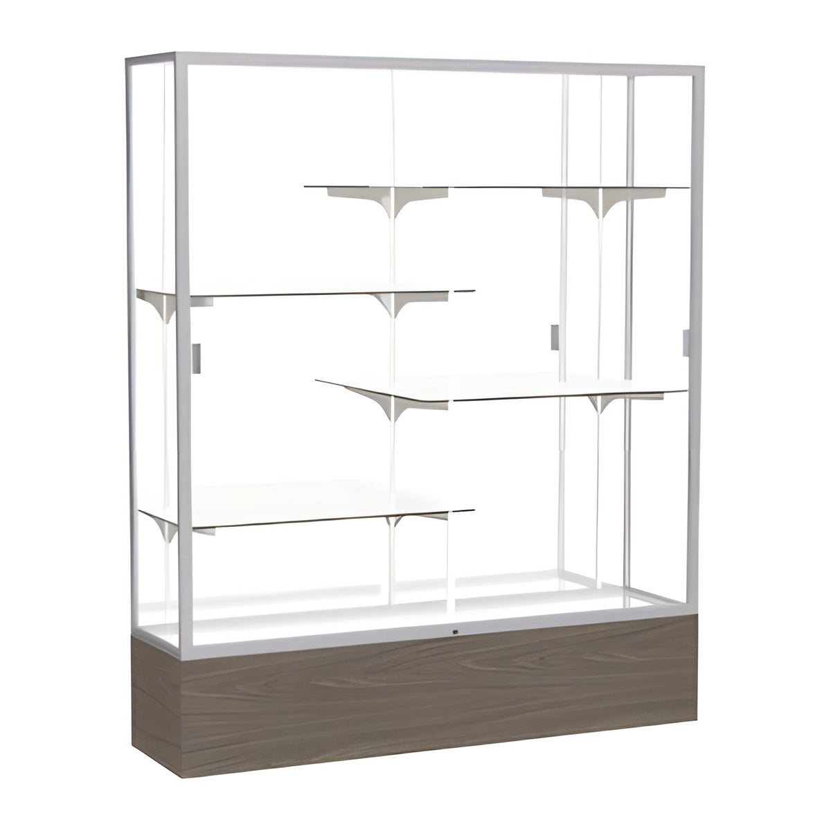 Reliant Walnut Vinyl case, Mirror Back w/ Satin Natural aluminum frame finish, 72"H x 60"W x 16"D