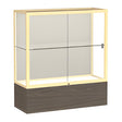 Reliant Walnut Vinyl case, Plaque Fabric Back w/ Champagne aluminum frame finish, 40"H x 36"W x 14"D