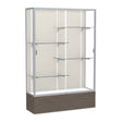 Reliant Walnut Vinyl case, Plaque Fabric Back w/ Satin Natural aluminum frame finish, 72"H x 48"W x 16"D