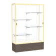 Reliant Walnut Vinyl case, White Laminate Back w/ Champagne aluminum frame finish, 72"H x 48"W x 16"D