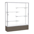 Reliant Walnut Vinyl case, White Laminate Back w/ Satin Natural aluminum frame finish, 72"H x 60"W x 16"D