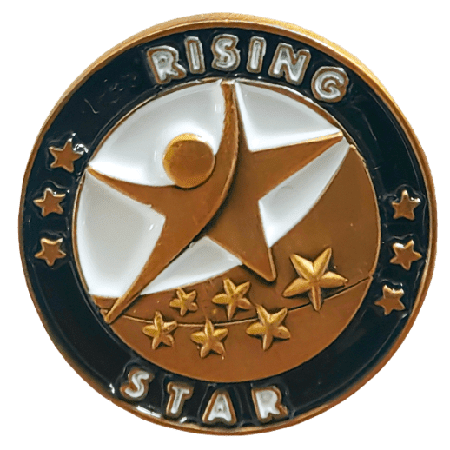 Rising Star Gold Enamel Lapel Pin