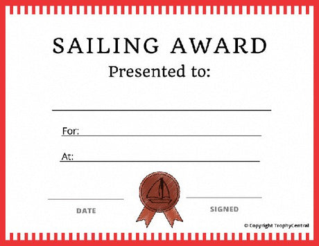 Sailing Award Certificate - Free Template