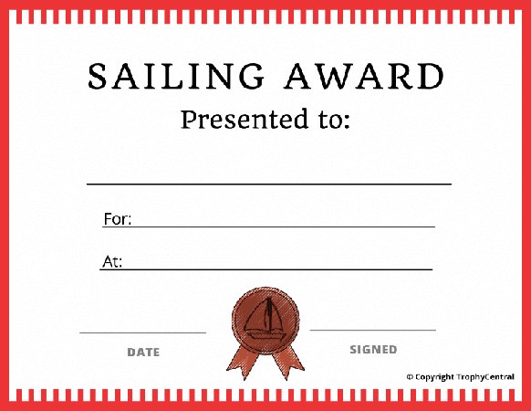 Sailing Award Certificate - Free Template