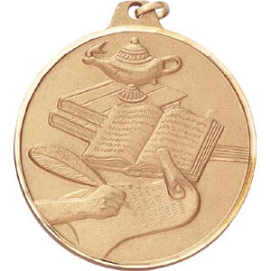 Scholastic Achievement - 2 Inch Diamond Cut Edge Medal with Ribbon