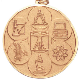 2" Diamond Cut Edge Medal with Ribbon - Science