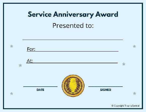 Service Award Certificate - Free Template