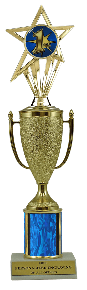 1st Place Gold Cup Column Trophy with Insert