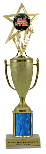 All Star Gold Cup Column Trophy with Insert