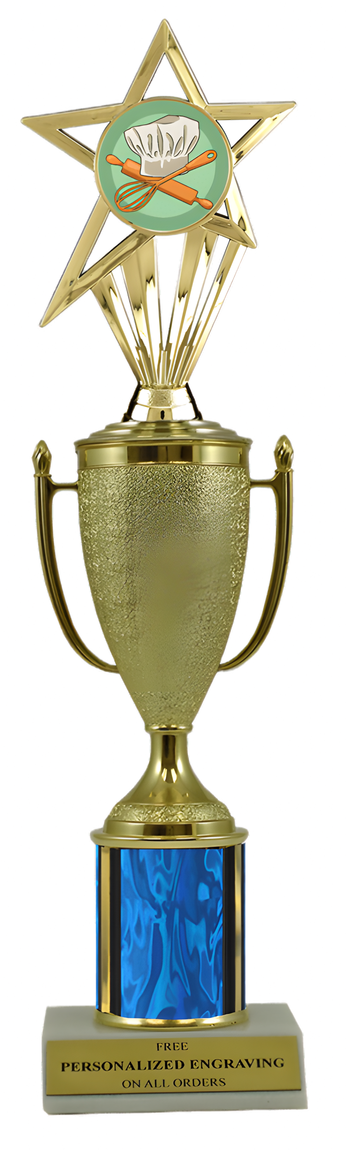 Baking Gold Cup Column Trophy with Insert
