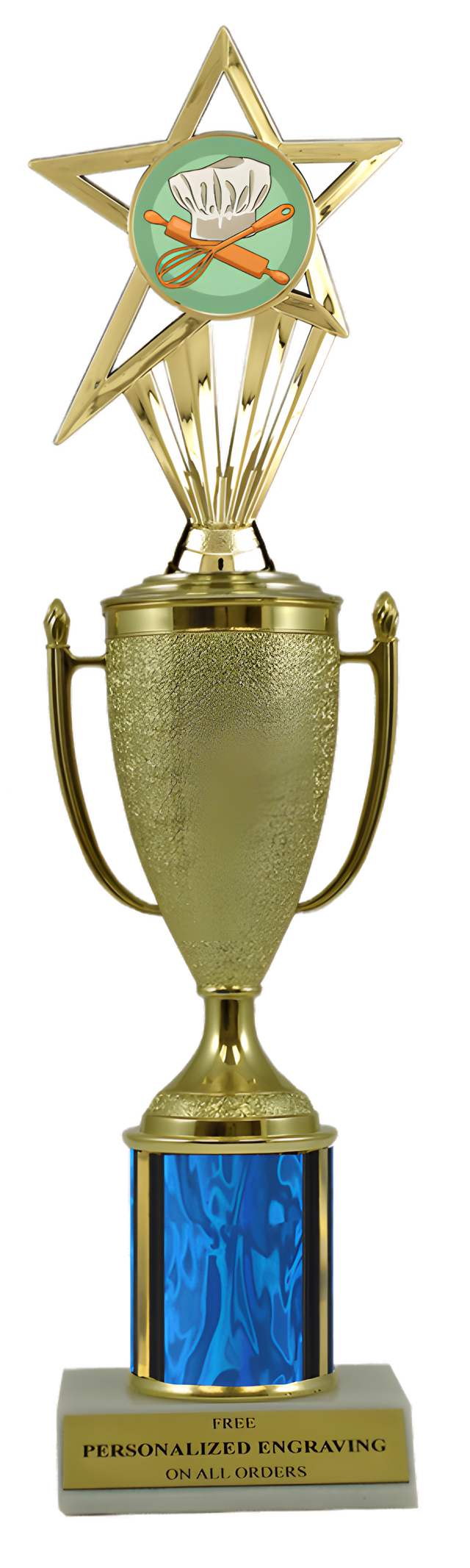 Baking Gold Cup Column Trophy with Insert