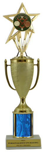 Baseball Gold Cup Column Trophy with Insert