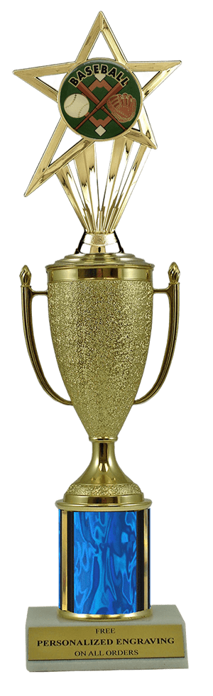 Baseball Gold Cup Column Trophy with Insert