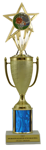Basketball Gold Cup Column Trophy with Insert