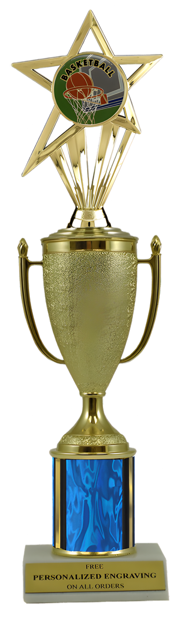Basketball Gold Cup Column Trophy with Insert