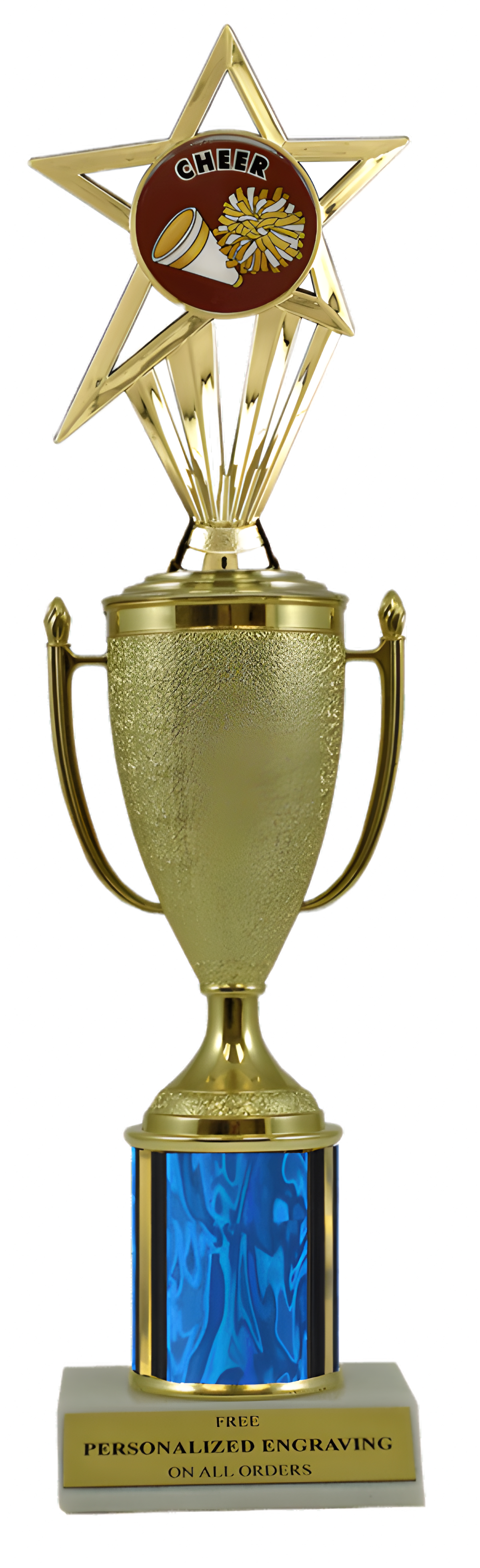 Cheerleading Gold Cup Column Trophy with Insert
