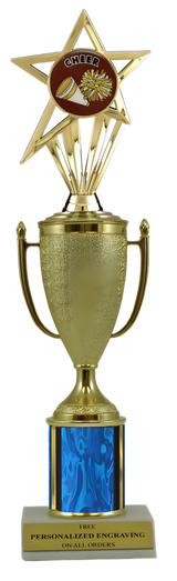 Cheerleading Gold Cup Column Trophy with Insert