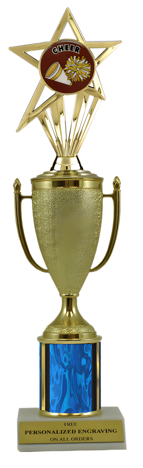 Cheerleading Gold Cup Column Trophy with Insert