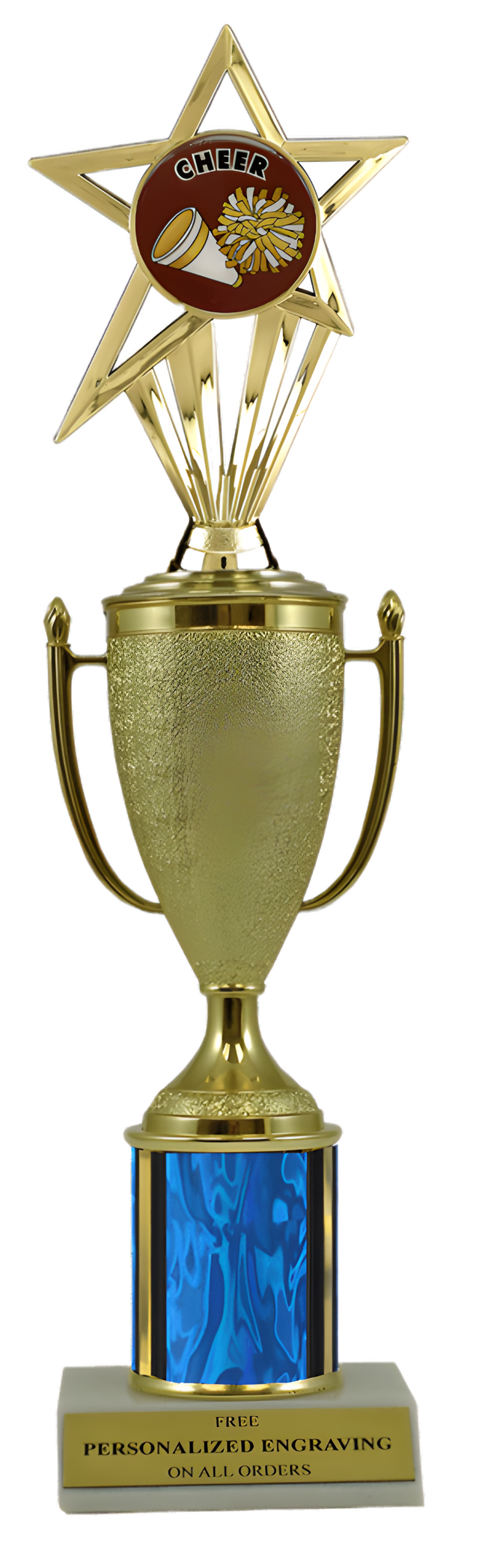 Cheerleading Gold Cup Column Trophy with Insert