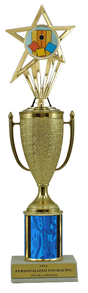 Cornhole Gold Cup Column Trophy with Insert