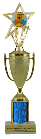 Cornhole Gold Cup Column Trophy with Insert