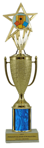 Cornhole Gold Cup Column Trophy with Insert