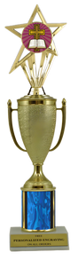 Religious Cross Gold Cup Column Trophy with Insert